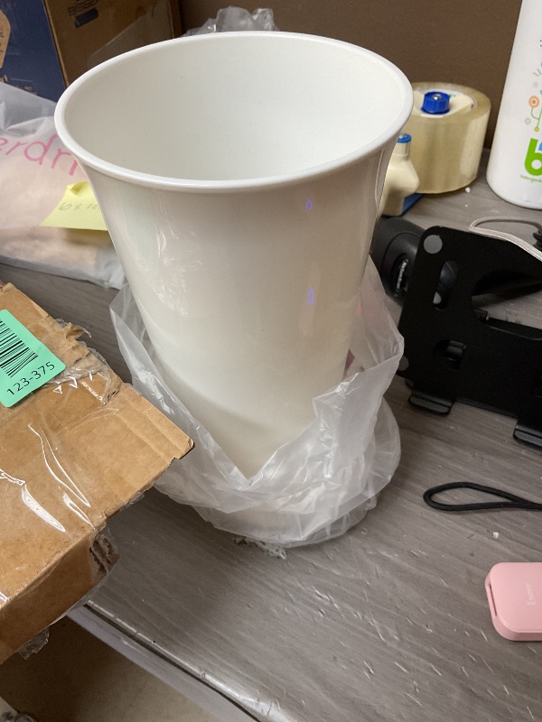 Photo 1 of Ninehaoou 8 Pack Flower Buckets 9.84 Inch Plastic Flower Vases Modern Round Vases for Centerpieces Floral Display Decorative Buckets for Table Home Wedding Decorations (White)