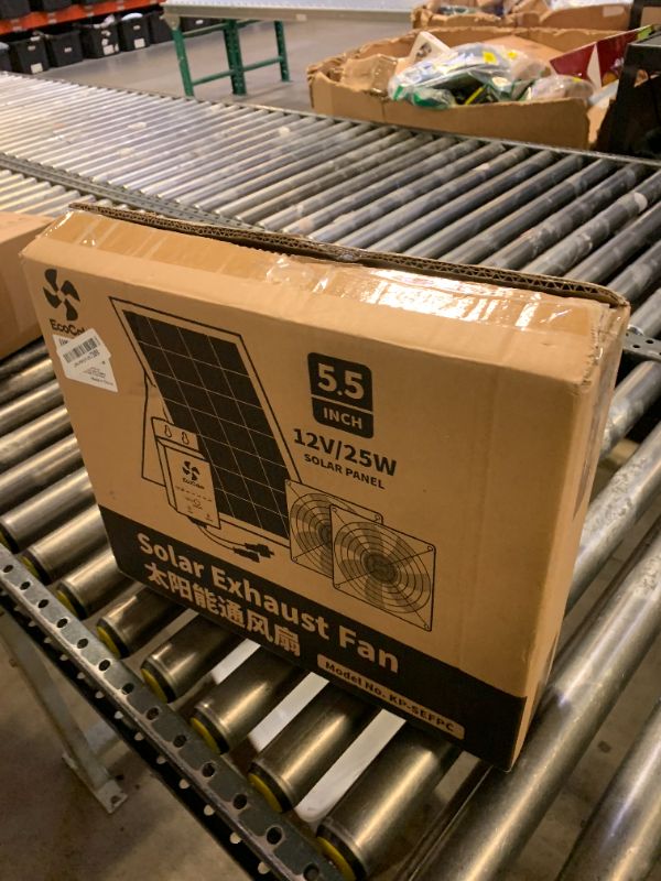 Photo 1 of ecoCalm Solar Exhaust Fan for Chicken Coop with Battery and Adjustable Thermostat, Solar Powered Fan with 25W Bifacial Solar Panel & Dual 5.5" Fans Kits