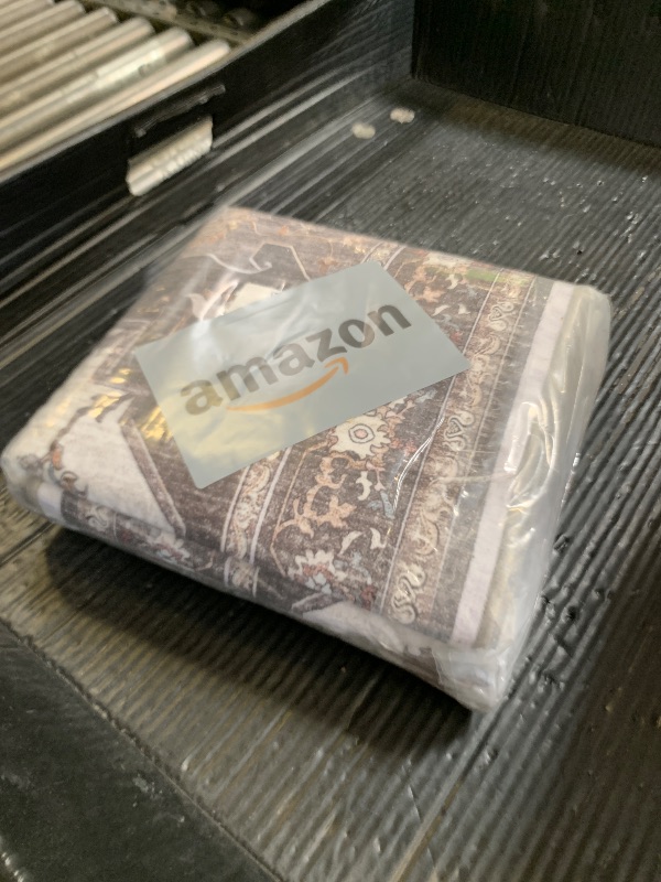 Photo 1 of BEIMO Area Rugs for Living Room 3x5 Machine Washable Rug, Boho Vintage Retro Large Floral Medallion Carpet for Bedroom Dining Room, Low Pile Lightweight Thin Non Slip Rug?Dark Grey