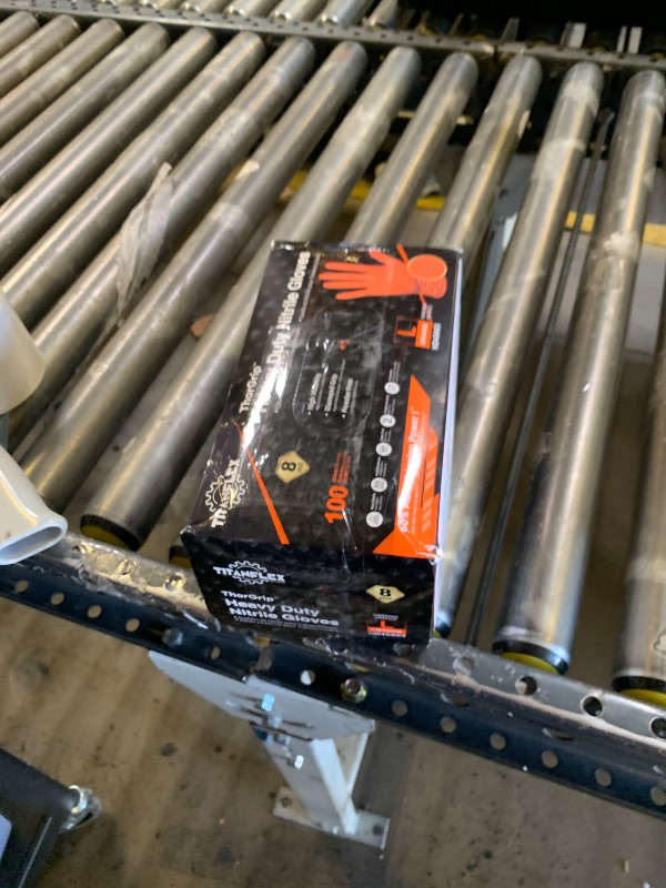 Photo 1 of TitanFlex ThorGrip Heavy Duty Industrial Orange Nitrile Gloves, 8-mil, Gloves Disposable Latex Free with Raised Diamond Texture Grip, Powder Free, Rubber Gloves, Mechanic Gloves,100-ct Box (Large)