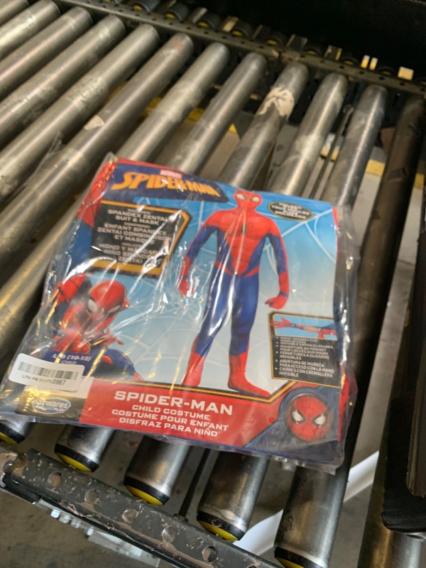 Photo 1 of Marvel Spider-Man Official Youth Deluxe Zentai Costume - Deluxe Two-Way Stretch Spandex with Invisible Zippers and Wrist Openings for Added Convenience (L) Multi
