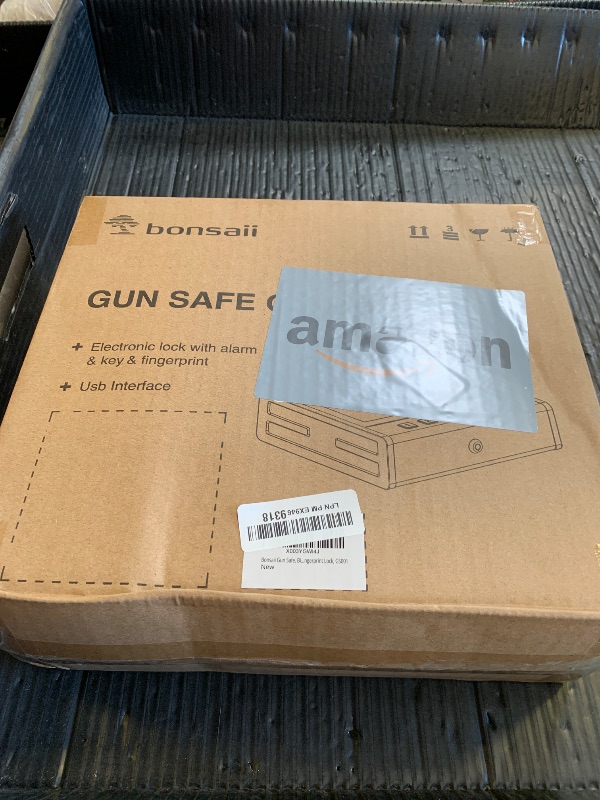 Photo 1 of Bonsaii  Safe for Handgun, 3 Ways Quick Access Biometric Gun Safe for Pistols, Fingerprint Pistol Safe with Type-C Port, Small Handgun Safe Lock Box with Light for Nightstand, Bedside, Car, Home