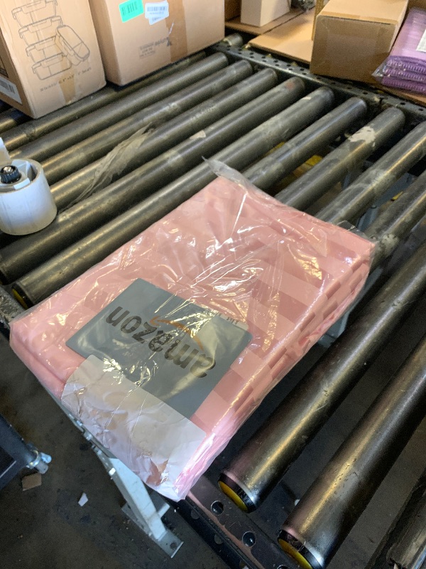 Photo 1 of SiinvdaBZX 4Pcs Satin Sheets Stripe Printed Sheets, Italian Style Silky Soft Blush Pink Satin Queen Bed Sheets with Deep Pocket, 1 Fitted Sheet, 1 Flat Sheet, 2 Envelope Closure Pillowcases