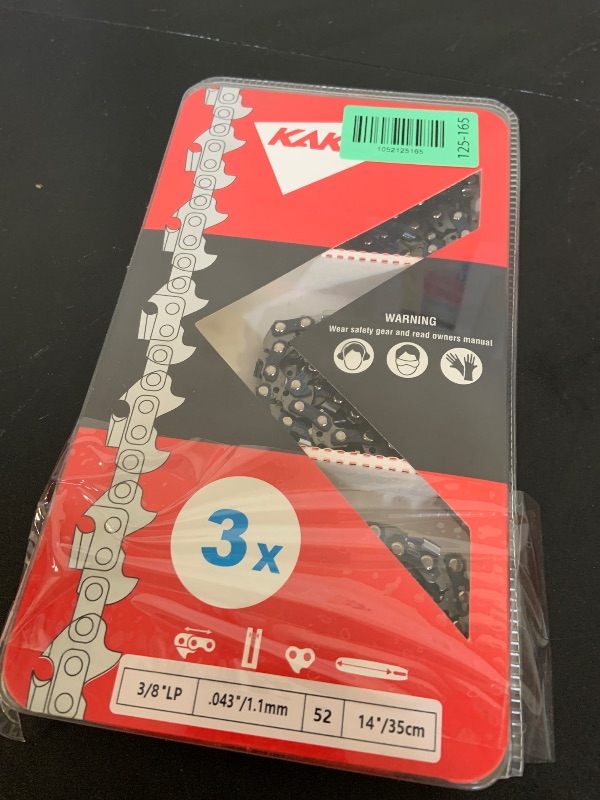 Photo 1 of KAKEI 14 Inch Chainsaw Chain 3/8" LP Pitch .043" Gauge 52 Drive Links Fits EGO CS1400/1401, Makita XCU03, Worx WG384, Milwaukee M18(2727-20), Kobalt, Ryobi - 49162749, R52 (3 Chains)