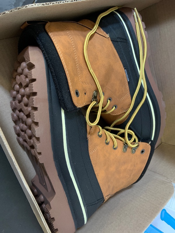 Photo 1 of Bruno Marc Men's Insulated Waterproof Snow Boots Warm Fur Lined Outdoor Winter Boot Brown/Yellow,Size10,SBSB229M