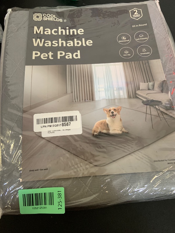 Photo 1 of CoolShields Washable Round Puppy Dog Pee Pad, 65" Extra Large, Waterproof Whelping Training Mat for Playpen Crate, Floor, Bed,Sofa and Trunk [Premium Fabrics That can be Used by Humans]