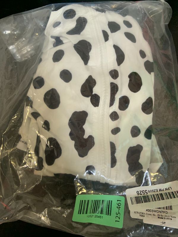 Photo 1 of RCPATERN Funny Halloween Costumes Kids Animal Costume Unisex Dalmatian Hooded Jumpsuit For Kids Black and White Halloween Outfit for 10-11 Years