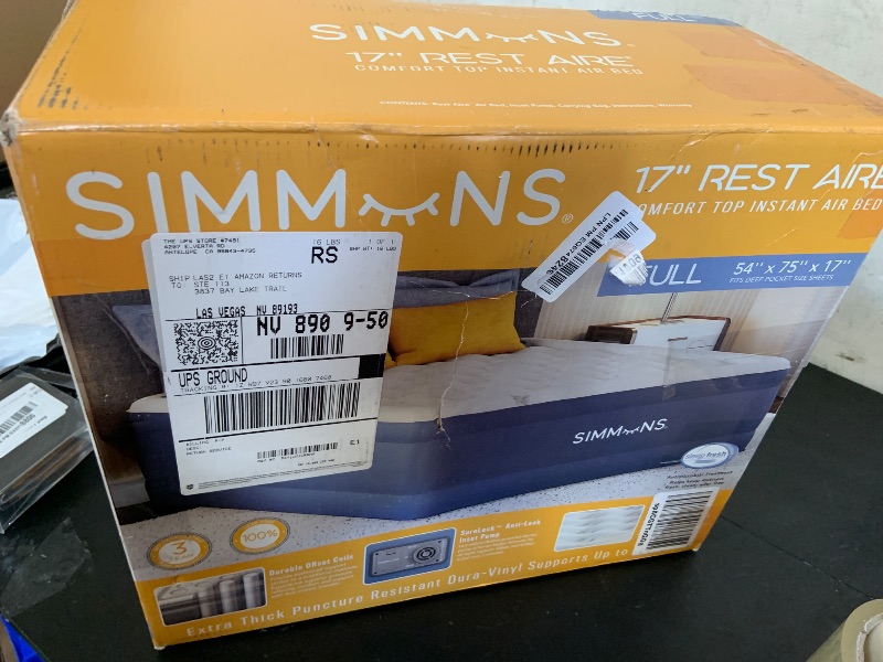 Photo 1 of Simmons Rest Aire Mattress Air Bed with Side Built-in Pump and Soft Velveteen Topper, 17" Full