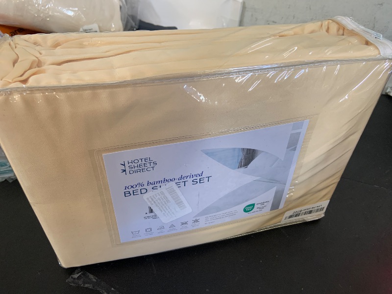 Photo 1 of Hotel Sheets Direct 4 Piece Bed Sheet Set King Size, 100% Viscose Derived from Bamboo Sheets Set with 2 Pillowcases, Cooling & Breathable Luxury Bedding, Moisture-Wicking & Silky Soft, Light Yellow