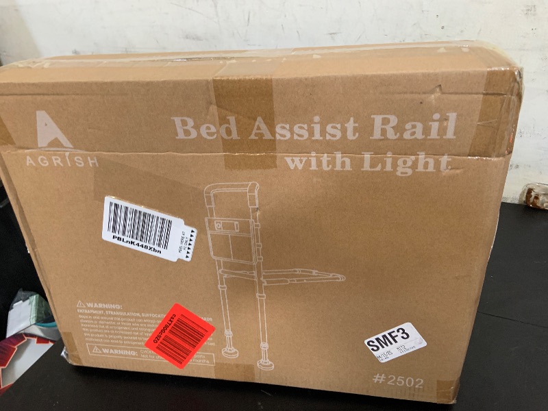 Photo 1 of Bed Rails Elderly Adults Safety, Bedside Assist Grab Bar Handrails for Seniors with Motion Sensor Light & Pouch, Adjustable Bed Cane Portable Handle Railing, Fit King Queen Full Twin Bed