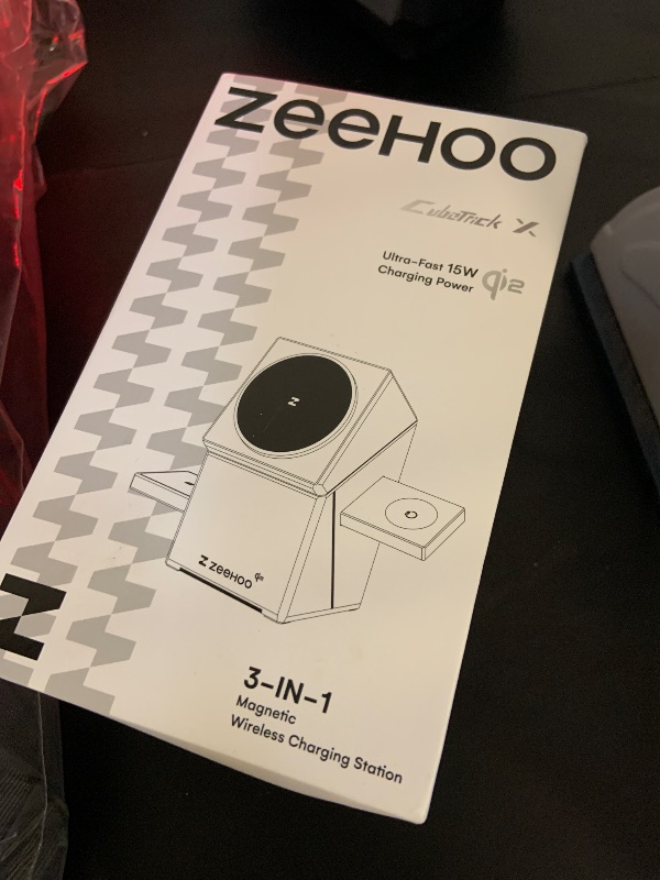 Photo 1 of ZEEHOO 3 in 1 Charging Station for Apple, iPhone Mag-Safe Charger, Qi2 Certified, Rotating Wireless Charger Stand for iPhone 16,15,14,13,12 Series, Apple Watch, AirPods (USB-C Charger Included)