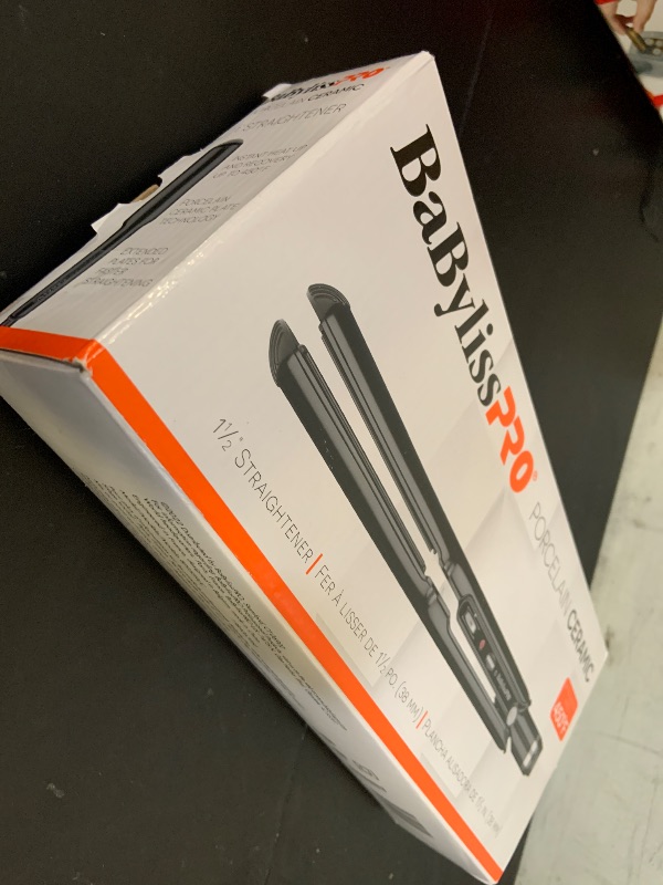 Photo 1 of BaBylissPRO Porcelain Ceramic Flat Iron Hair Straightener, 1 1/2" Digital Hair Straightener Iron for Professional Salon Results and All Hair Types
