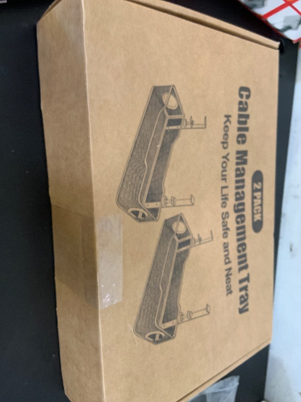Photo 1 of 2 Pack Under Desk Cable Management Box White, Cinati Wire Organizers No Drill, Cord Organization Tray with Clamp for Office, Home - No Damage to Desk