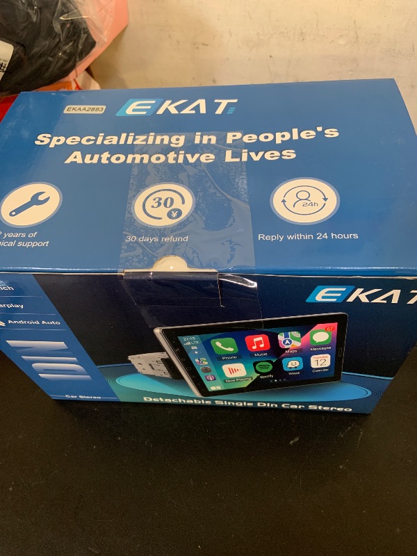Photo 1 of 10.1 inch Single Din Car Stereo with CarPlay and Android Auto, 10 inch Touch Screen Radio with Mirror Link/1080P/EQ Audio/SWC/Bluetooth +Backup Camera+MIC