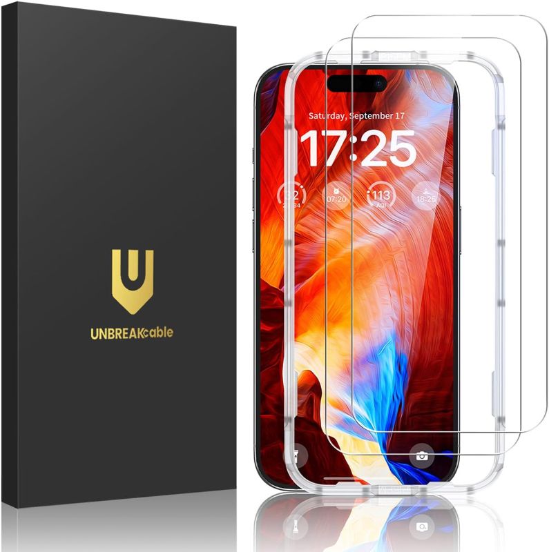 Photo 1 of UNBREAKcable 2-Pack Screen Protector for iPhone 17, Double Shatterproof Tempered Glass [Easy Installation Frame] [9H Hardness] [99.99% HD Clear] [Case Friendly] for Apple iPhone 17 6.3 inch
