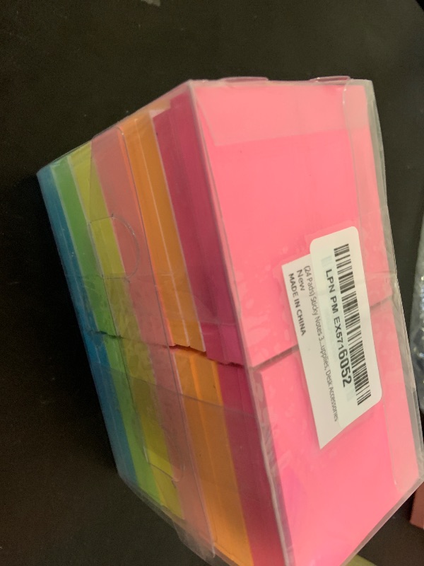 Photo 1 of (24 Pads) Sticky Notes 3x3 in 100 Sheets/Pad, Self-Sticky Note Pads, 6 Bright Colors Super Sticky Pads - Easy to Post for School, Office Supplies, Desk Accessories