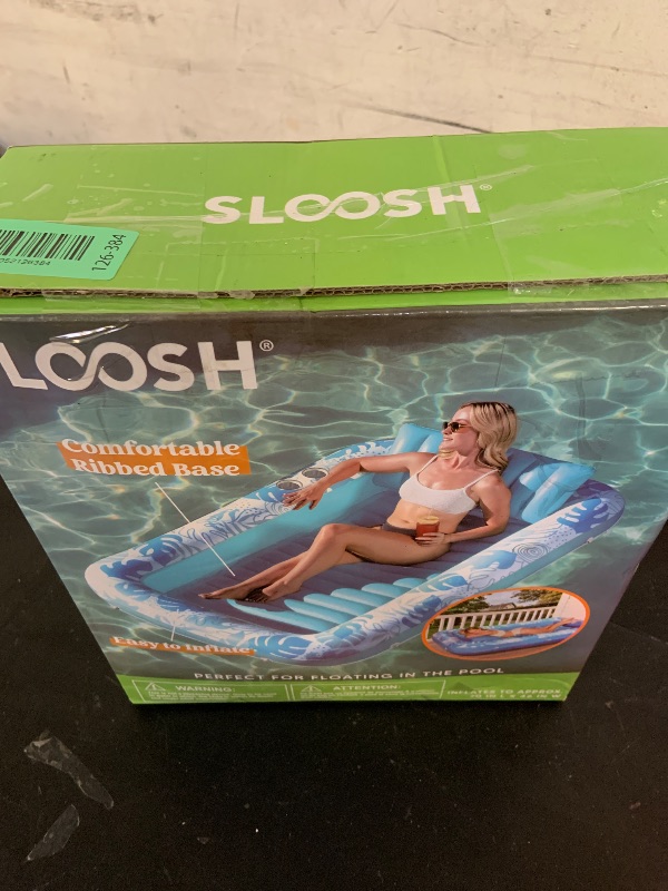 Photo 1 of SLOOSH Inflatable Tanning Pool Lounger Float, 70" x 46" Pool Floats Adult with Pillow, 4 in 1 Suntan Tub Raft Floatie,Sunbathing Bed Lounge for Water Blow Up Kids Ball Pit Party Gifts, L-Blue