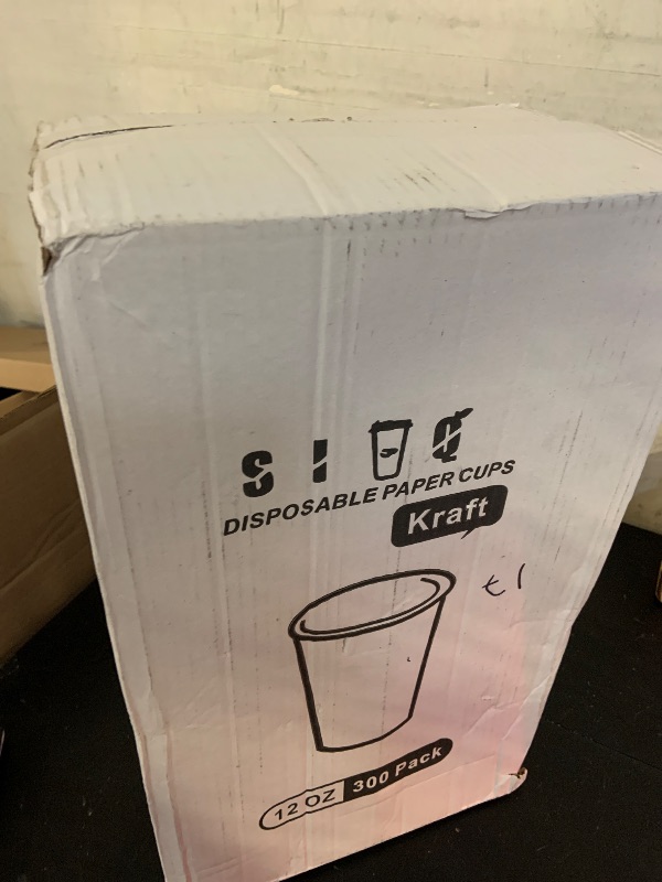 Photo 1 of SIUQ 300 Pack 12 oz Kraft Paper Cups, Unbleached Disposable Paper Coffee Cups, Thickened Hot/Cold Beverage Drinking Cup for Party, Home, Cafes, Bistros, Businesses (Brown)