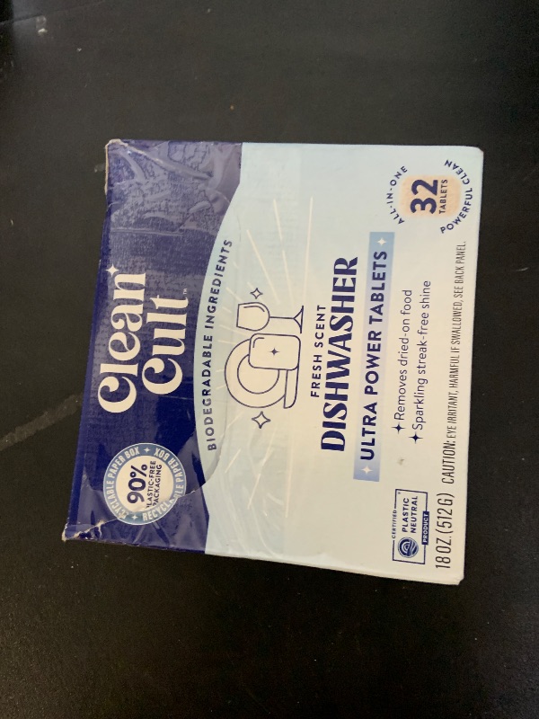 Photo 1 of Cleancult Ultra Power Dishwasher Detergent Pods for Sparkling Streak-Free Shine, All-In-One, No Plastic Waste, 32 Count