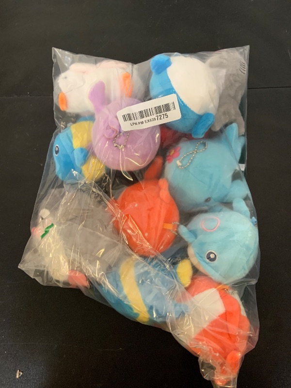 Photo 1 of 12 Pcs Mini Ocean Animal Plush Toys Sea Creatures Stuffed Toy Soft Plush Sea Life Small Stuffed Animals Keychain Decorations for Carnival Prizes Christmas Tree Birthday Party Bag Fillers