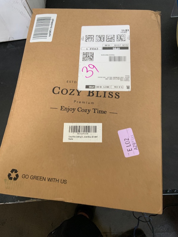 Photo 1 of Cozy Bliss Cooling Dual-Sided Blanket for Hot Sleepers, Q-Max>0.46 Lightweight Soft Breathable All Seasons Double Side Cooling Throw for Night Sweats (Cool Blue, 80"x90")