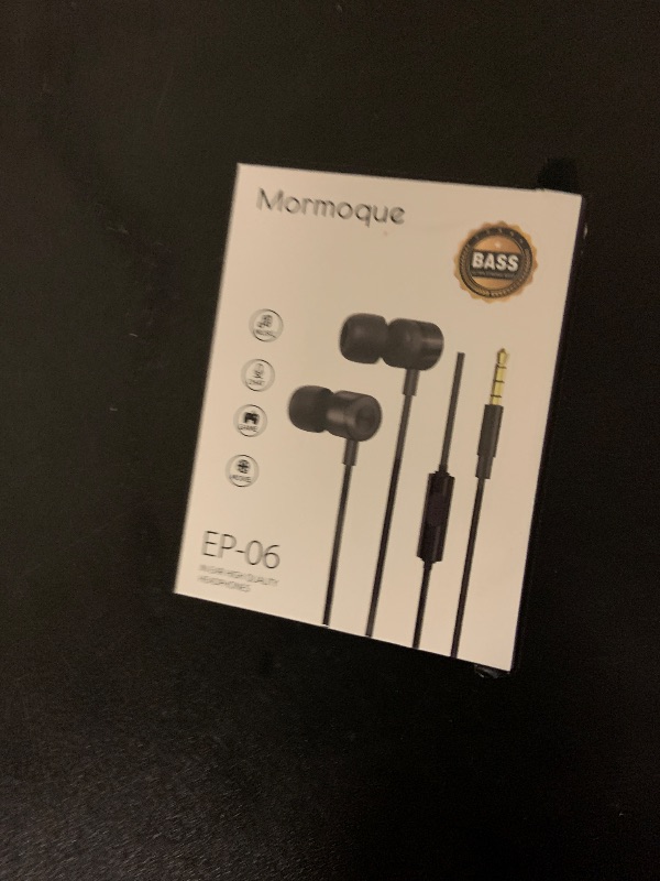 Photo 1 of MORMOQUE EP-06 Wired Earbuds in-Ear Earphones,Build-in Microphone Noise Isolating Headphones,3.5mm Jack 4.9ft Long Cord Ear Buds,HD Bass Audio,with 6 Ear Tips,for Smartphones/Laptop/Computer Etc-Black
