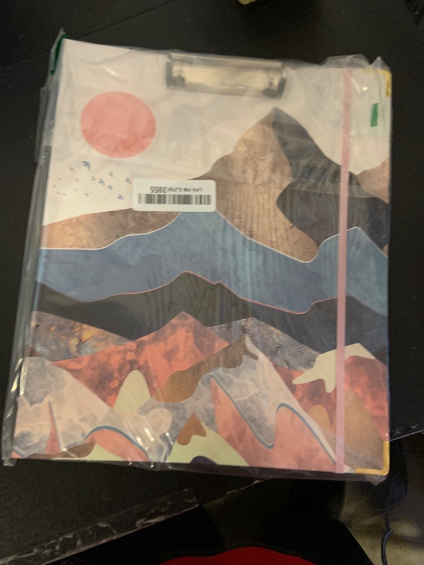 Photo 1 of 3 Ring Binder 1 Inch Ring, 2 Interior Pockets, 5 Tab Dividers, Low Profile Clipboard with Storage, Fashion Cute Binder and Labels Stickers for School Office (Abstract Scenery)