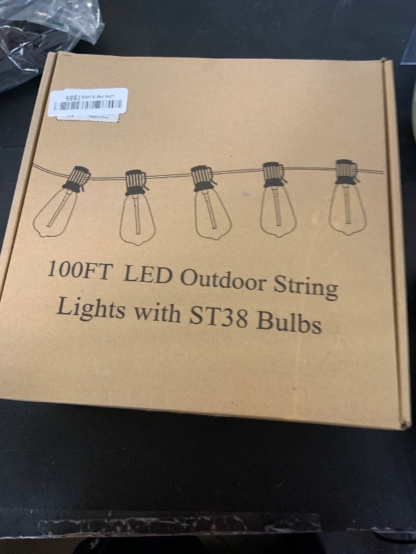Photo 1 of Brightever LED Outdoor String Lights 100FT Patio Lights with 52 Shatterproof ST38 Vintage Edison Bulbs, Outside Hanging Light Waterproof for Porch, Deck, Garden, Backyard, Balcony, Dimmable 2700K