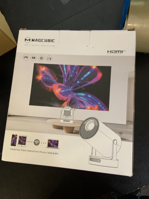 Photo 1 of ?Electric Focus?Magcubic Mini Projector 4K Support, Portable Projector with WiFi 6 and Bluetooth 5.4, Smart Proyector, 5W Soundbase Speaker, 180° Rotation for Home Theater HY300 Ultra