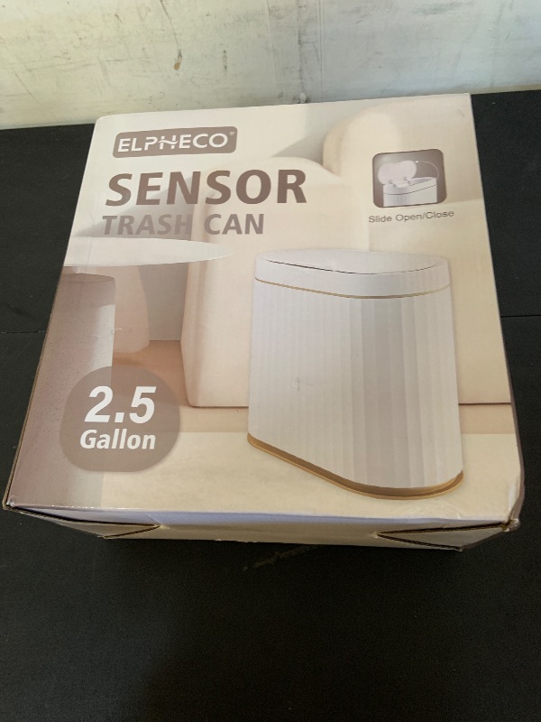 Photo 1 of ELPHECO 3.5 Gallon Waterproof Motion Sensor Bedroom Trash Can with Lid Bathroom Decor, Bathroom Accessories Automatic Garbage Bin for Living Room Office, Golden