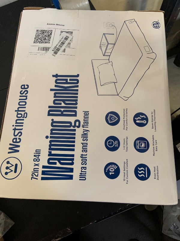 Photo 1 of Westinghouse Full Size Electric Heating Blanket, 10 Levels, Auto Shut Off, Fast Heating, Machine Washable (72x84 Inches, Navy Blue)