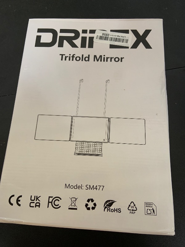 Photo 1 of Dripex 3 Way Mirror with Storage Shelf and 3 Color LED Lights, Rechargeable Trifold Self Haircut 360° Mirror with Height Adjustable Hooks for Makeup, Styling, Shaving, Braiding, Dye Hair (Black)