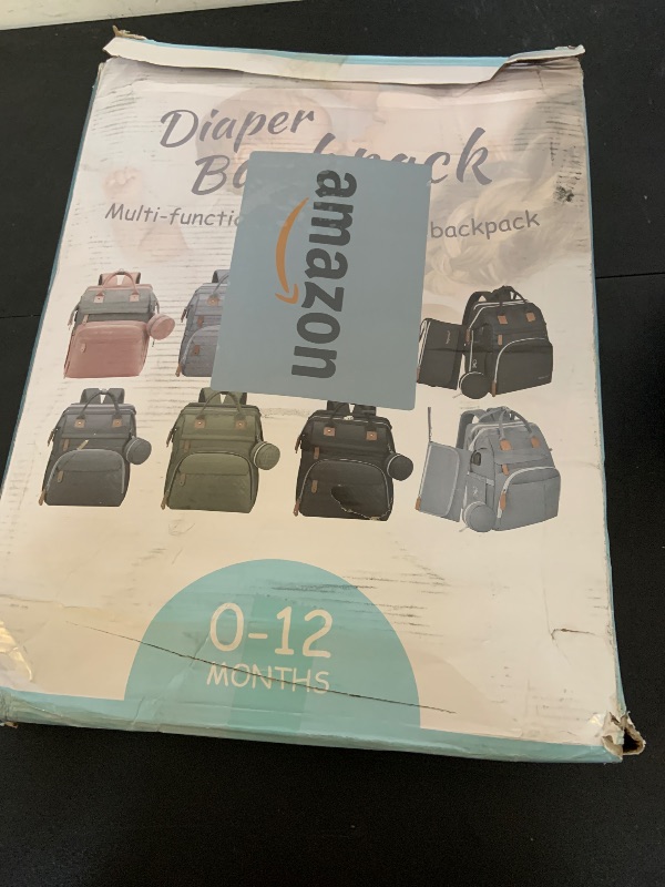 Photo 1 of DERJUNSTAR Diaper Bag Backpack – Large Capacity Baby Diaper Bag with Changing Pad, Waterproof Travel Backpack for Boys & Girls, Multi-Function Baby Bag with USB Charging Port, Grey