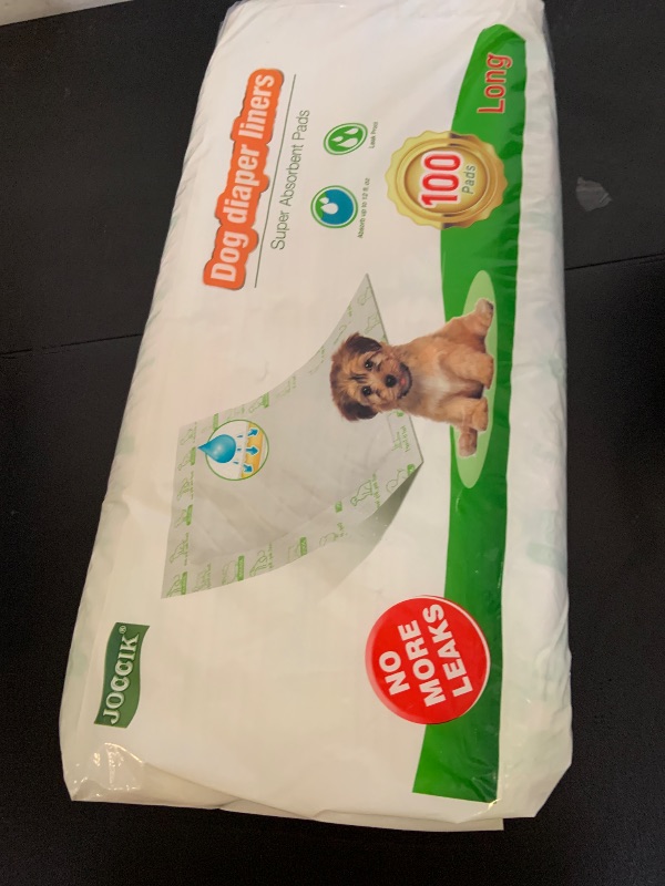Photo 1 of Dog Diaper Liners 100ct Super Soft and Absorbent Dog Diaper Booster Pads for Male Dog Belly Bands or Female Dog Diapers (Long, 100pcs)