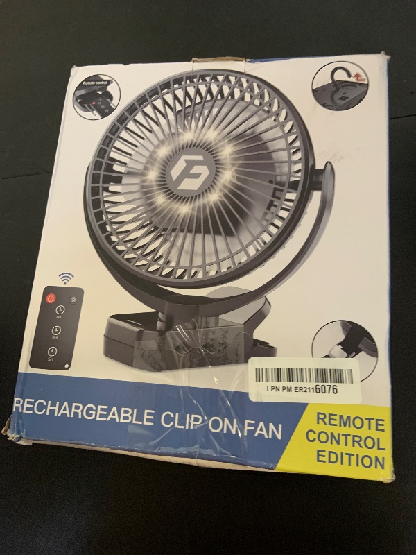 Photo 1 of FRIZCOL 24000mAh 8 Inch Portable Clip On Fan,Battery Operated Golf Cart Fan with Lights and Remote, USB Fans Small Desk Fans Personal Quiet Fans for Office Stroller Bedroom and Camping