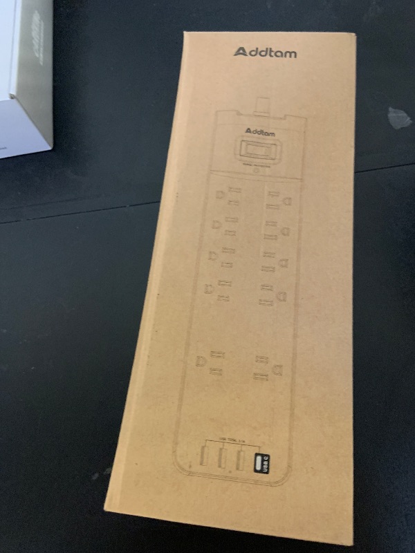 Photo 1 of 12FT Long Power Strip Surge Protector, Addtam Surge Protector with 10 Outlets and 4 USB Ports, Extension Cord with Flat Plug, 2700 Joules, White