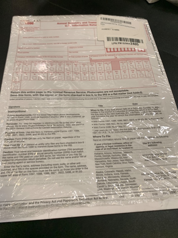 Photo 1 of 1096 Transmittal Tax Forms 2024-10 Pack- 1096 Summary Laser Tax Forms 1096 Forms, Compatible with QuickBooks and Accounting Software