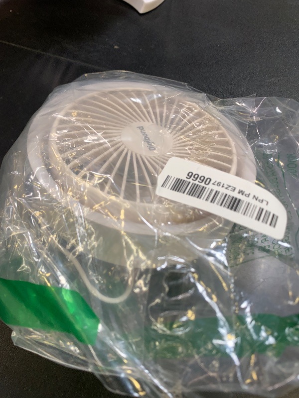 Photo 1 of Digibond Small Desk Fan, Ultra Quite USB Fan Portable 3000mAh Rechargeable Battery Operate, High Power 3 Speed 5.3in With Ambient Light/Hook 180°Rotated Easy Clean (White)