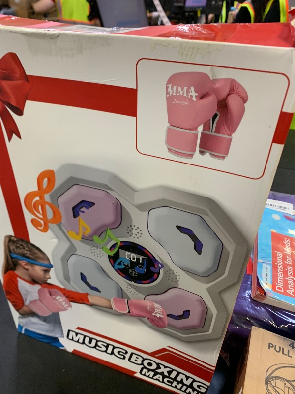 Photo 1 of JUOIFIP Music Boxing Machine for Kids, Boxing Trainer Kids Workout Equipment with Boxing Gloves, Wall-Mounted Boxing Music Workout Machine, Box Music Punch for Home,Office..Pink and Blue