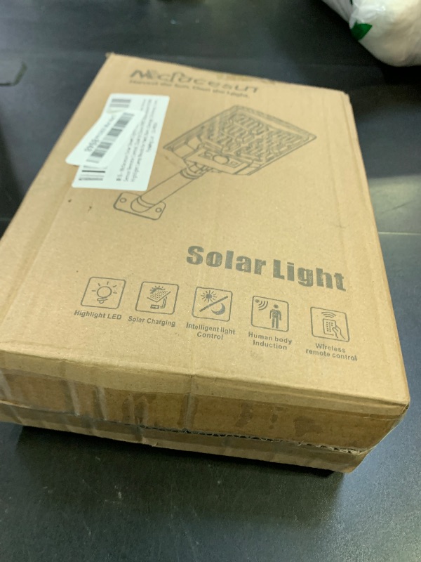 Photo 1 of Mcfacesun Solar Lights Outdoor 400W -6500K Solar Street Light, IP66 Waterproof Outdoor Flood Lights with Motion Sensor & Dusk to Dawn, led solared Street Light Easy Installation, Pack of 2