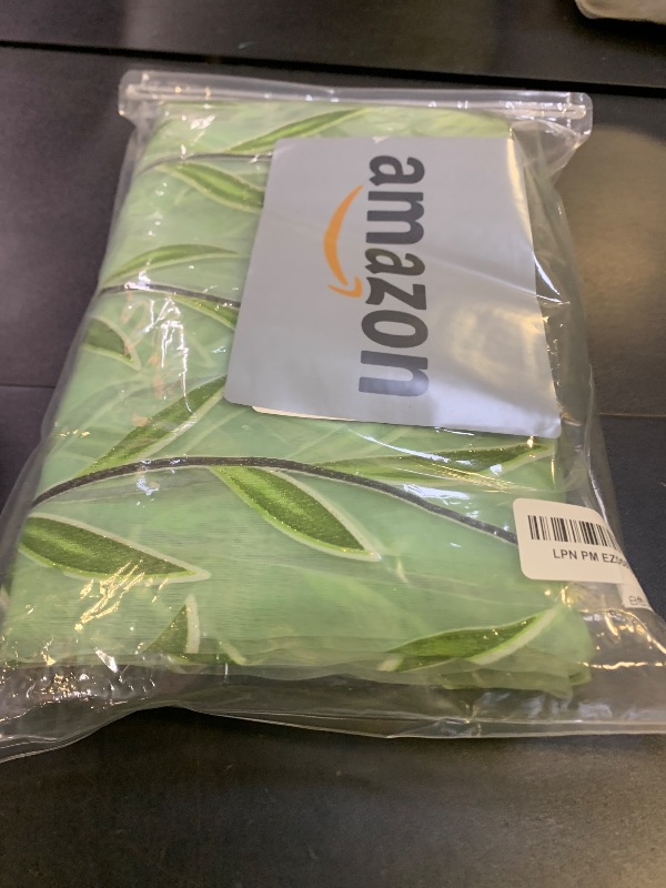 Photo 1 of Breling Willow Voile Curtains Cute Green Sheers Leaf Tulle Vine Window Sheers Ivy Pretty Curtain for Living Room Bedroom Window Door Balcony(2 Pieces,39.4 x 106.3 Inch)