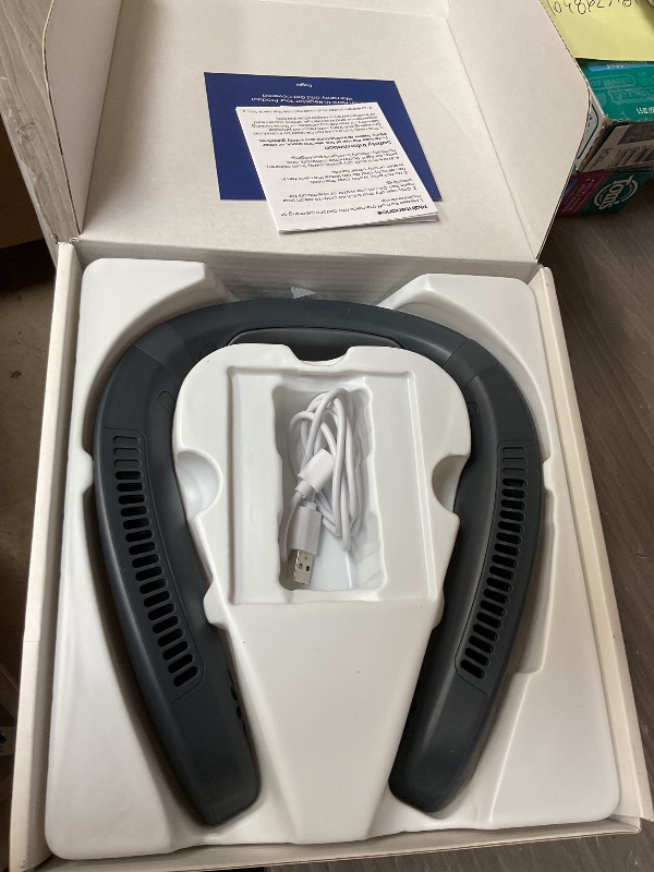 Photo 1 of HIGO CoolMaster Ultra Neck Fan, Neck Air Conditioner, 2-in-1 Cooling Neck Fan Portable Rechargeable, Wearable Personal Fan, 5500mAh Large Battery, Ergonomic Design, Glacier Gray
