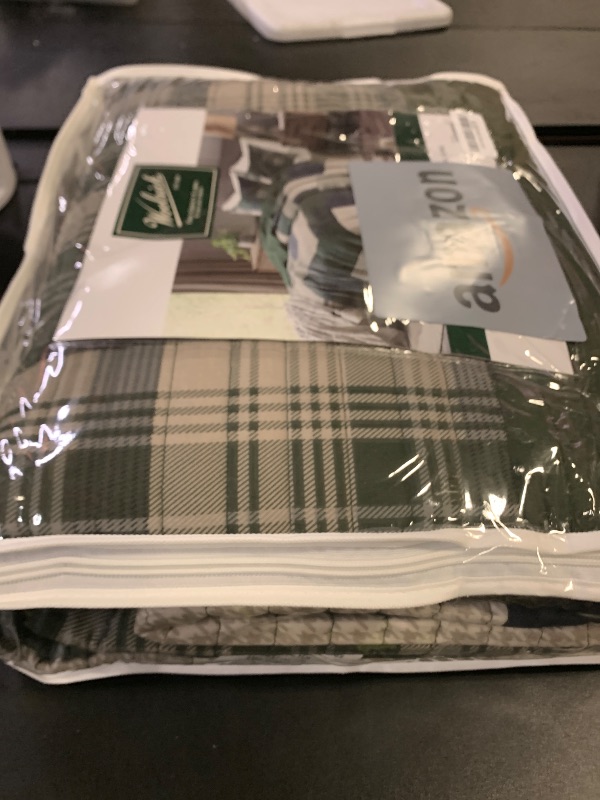 Photo 1 of Woolrich Quilt Set Patchwork Channel Quilting, Cottege Coverlet for Twin Size Bed All Seasons, Lightweight Prewashed Cotton Coverlet Bedspread, Shams, Mill Creek, Oversized Twin/Twin XL Green 2 Piece
