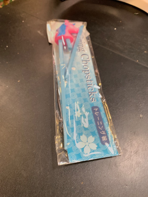 Photo 1 of Happy Sales HSTC-BLUNCN, Training chopsticks for beginners right or left handed, Blue Unicorn