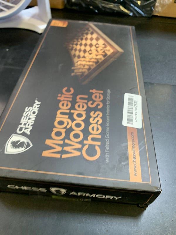 Photo 1 of 15 Inch Magnetic Wooden Chess Set for Adults & Kids - Folding Travel Chess Board with Handcrafted Staunton Pieces, Extra Queens, and Storage Slots