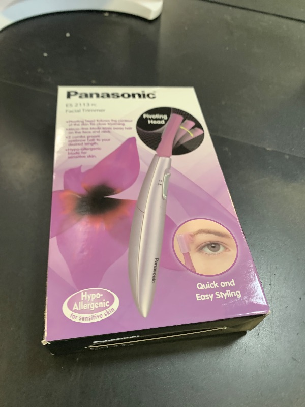 Photo 1 of Panasonic Women’s Facial Hair Remover and Eyebrow Trimmer with Pivoting Head, Includes 2 Gentle Blades for Brow and Face and 2 Eyebrow Trim Attachments, Battery-Operated – ES2113PC