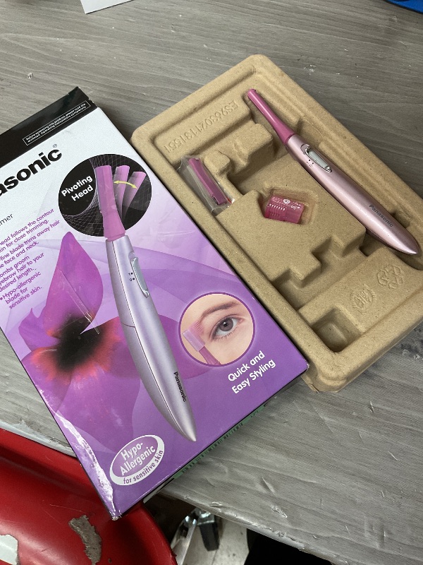 Photo 1 of Panasonic Women’s Facial Hair Remover and Eyebrow Trimmer with Pivoting Head, Includes 2 Gentle Blades for Brow and Face and 2 Eyebrow Trim Attachments, Battery-Operated – ES2113PC