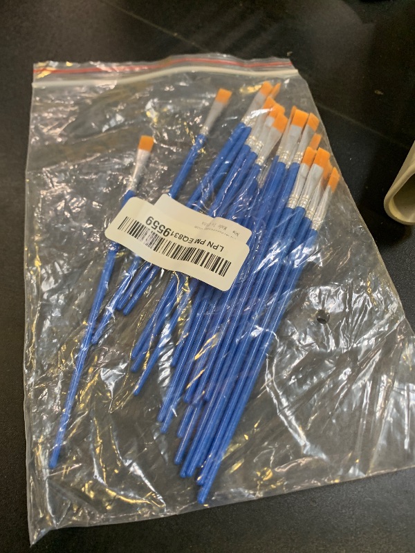 Photo 1 of 30Pcs Small Paint Brushes Kids for Acrylics Painting, Flat Nylon Hair Paint Brush Bulk Wooden Handle Oil Watercolors Painting Brushes for Students, Children and Adult, Blue