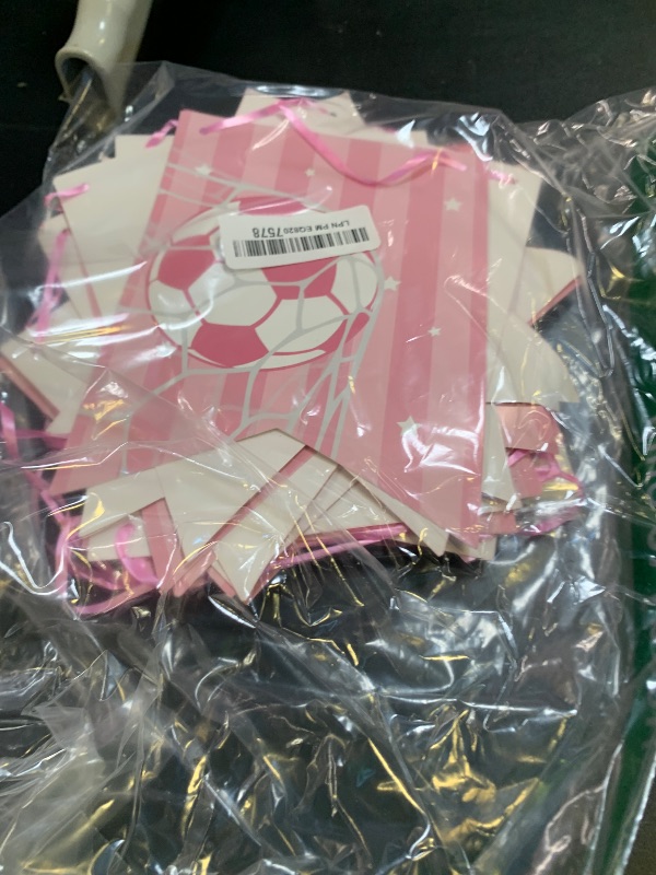 Photo 1 of Zhehao 143 Pcs Pink Soccer Birthday Decorations Party Supplies Serves 24 Include Soccer Themed Plate Fork Napkin Cup Banner Balloon Tablecloth for Sports Theme Birthday Party Favor
