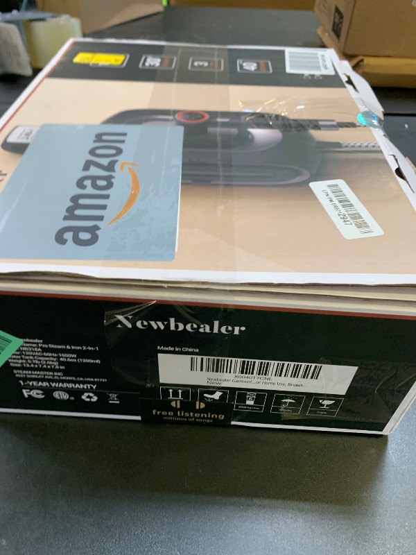 Photo 1 of Newbealer 2In1 Pro Steam Station Iron, 1550W Turbo 3-level Steam & 3 Dry Heat Modes for Clothes, 30s Heat Up, 1.2L Tank, Auto-Off, Self Cleaning, Innovative Storage for Home & Hotel (Brown)